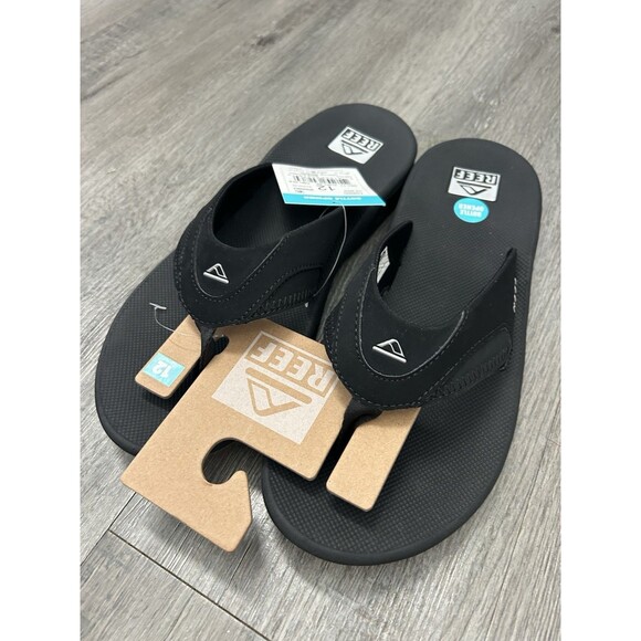 Reef Fanning Bottle Opener  Sandals T Post Strap Flip Flop Black Mens US 12 - Picture 9 of 9